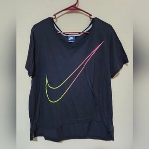 Nike Black Tee with Neon Swoosh Vintage